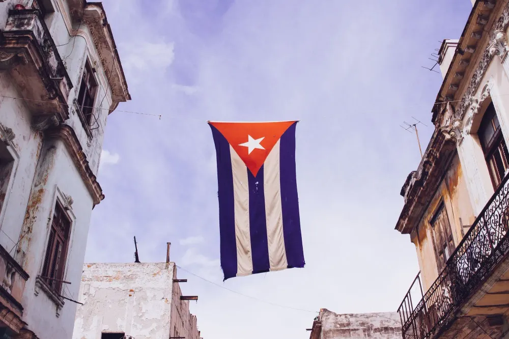 cuba flag on display